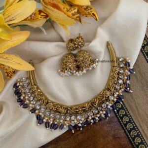 Victorian polish moissanite stone hasli set - Purple