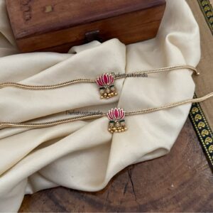 Matte enamel painted lotus motif anklets