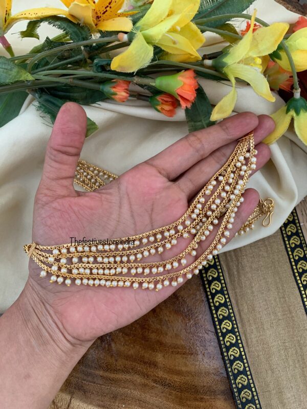 Budgeted 4 layer pearls ear chain