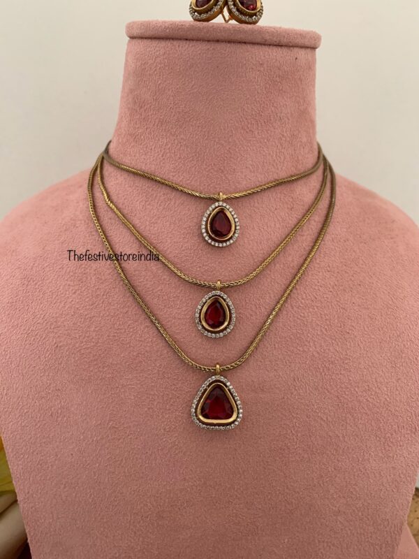 3 layers necklace set - Ruby