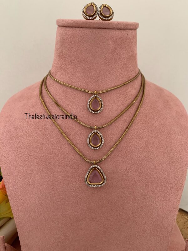 3 layers necklace set - Pink