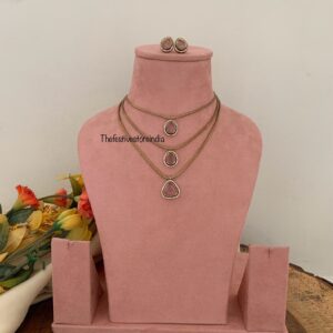3 layers necklace set - Pink