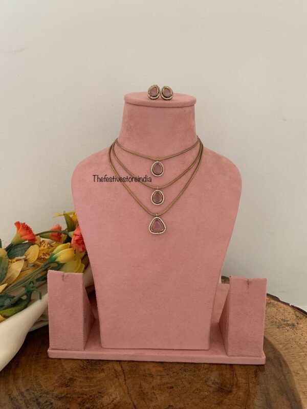 3 layers necklace set - Pink