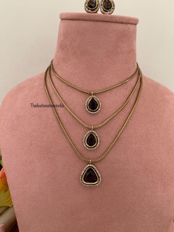 3 layers necklace set - Purple
