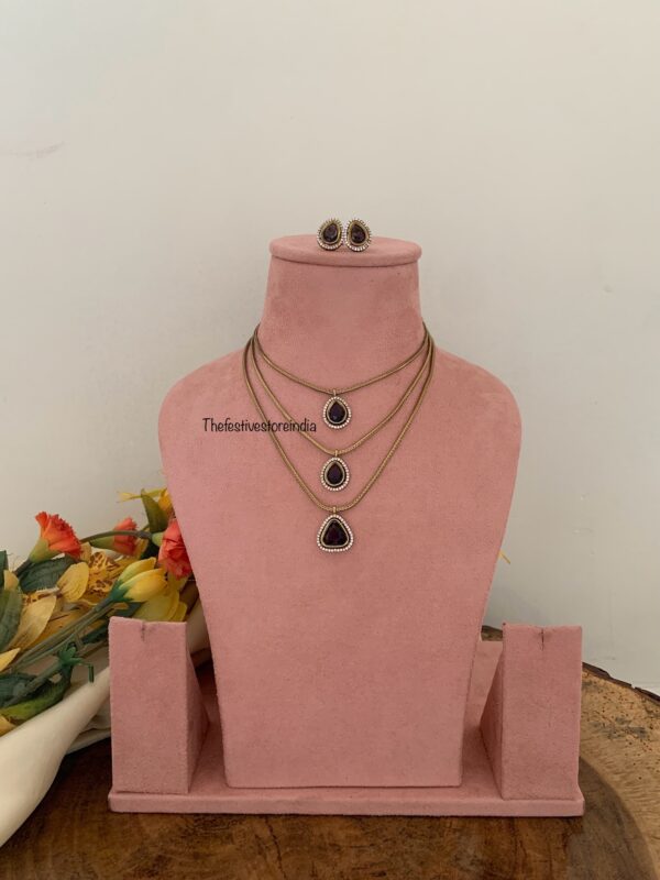 3 layers necklace set - Purple