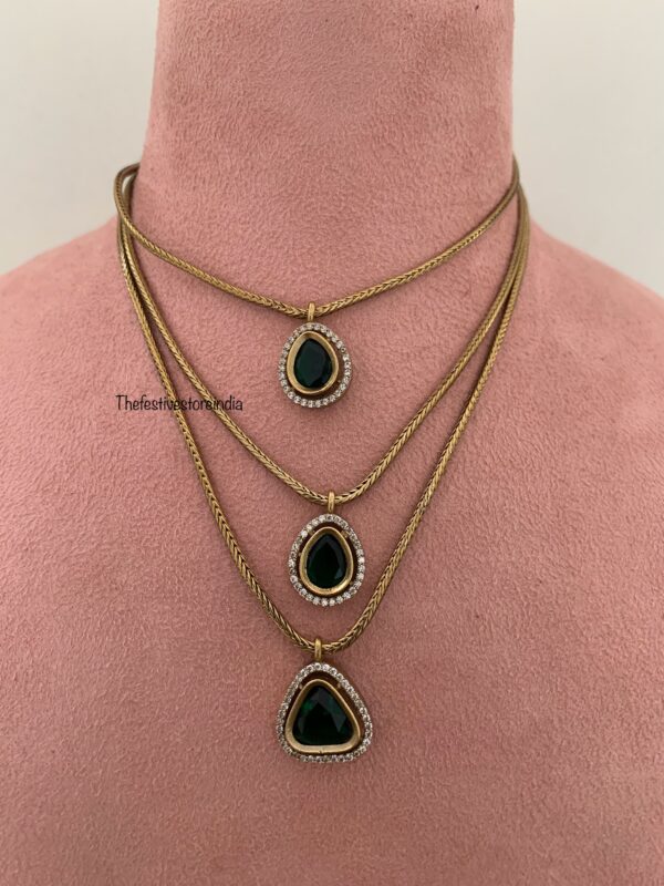 3 layers necklace set - Green