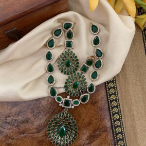 All Green emeralds Jyothika necklace set