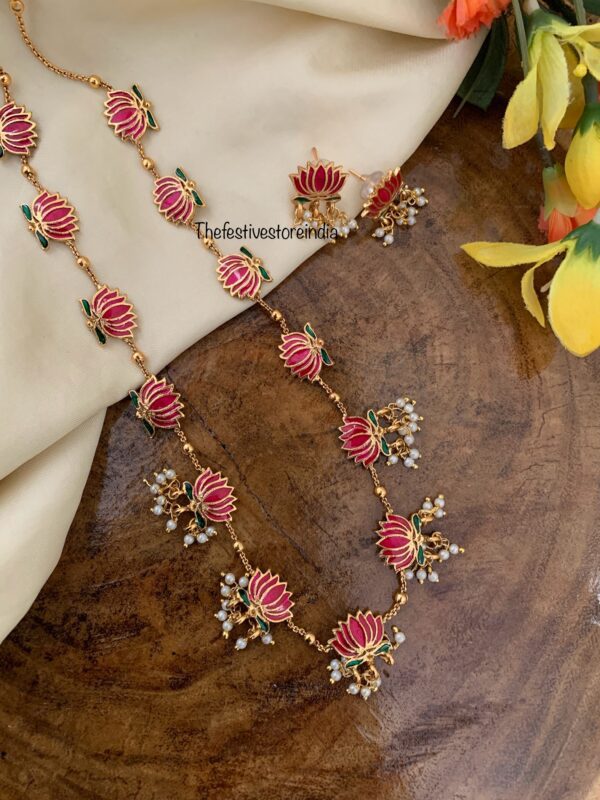 Enamel painted Lotus haaram set