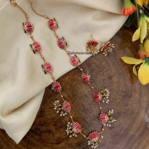 Enamel painted Lotus haaram set
