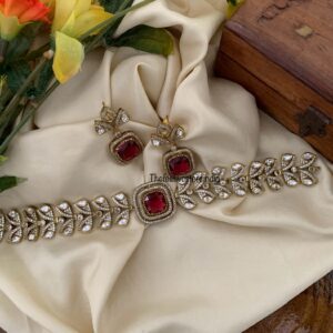 Classy Victorian choker set - Ruby