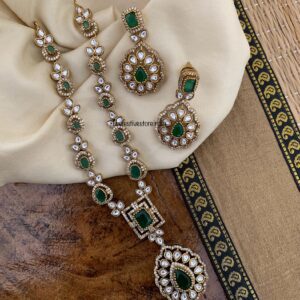 An all Green stone Budgeted Victorian necklace set