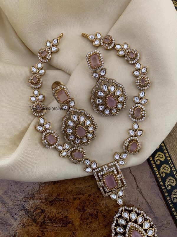 An all Pink stone Budgeted Victorian necklace set