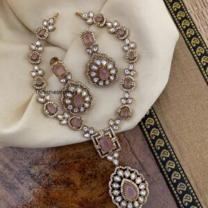 An all Pink stone Budgeted Victorian necklace set