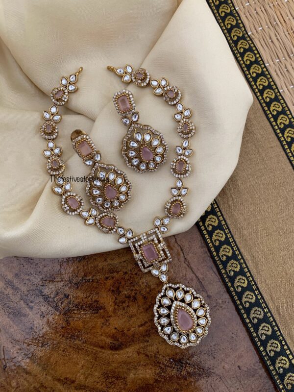 An all Pink stone Budgeted Victorian necklace set