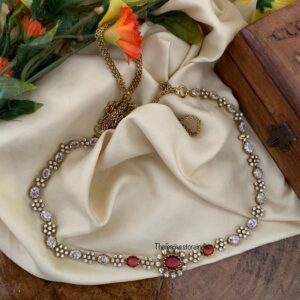 Minimalist Victorian hip chain - Ruby