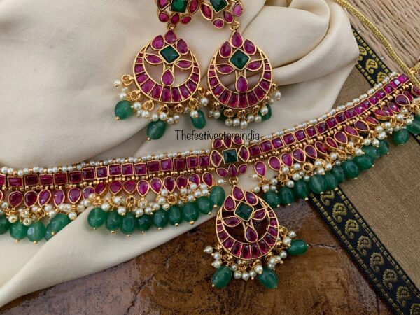 Classic Bridal Kemp green beads choker set