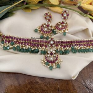 Classic Bridal Kemp green beads choker set
