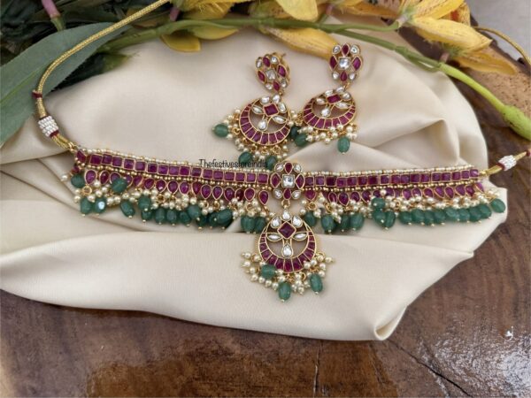 Classic Bridal Kemp green beads choker set