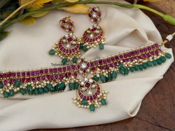 Classic Bridal Kemp green beads choker set