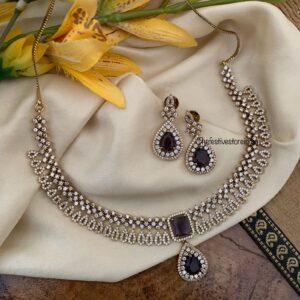 Amethyst / Purple drop diamonds set