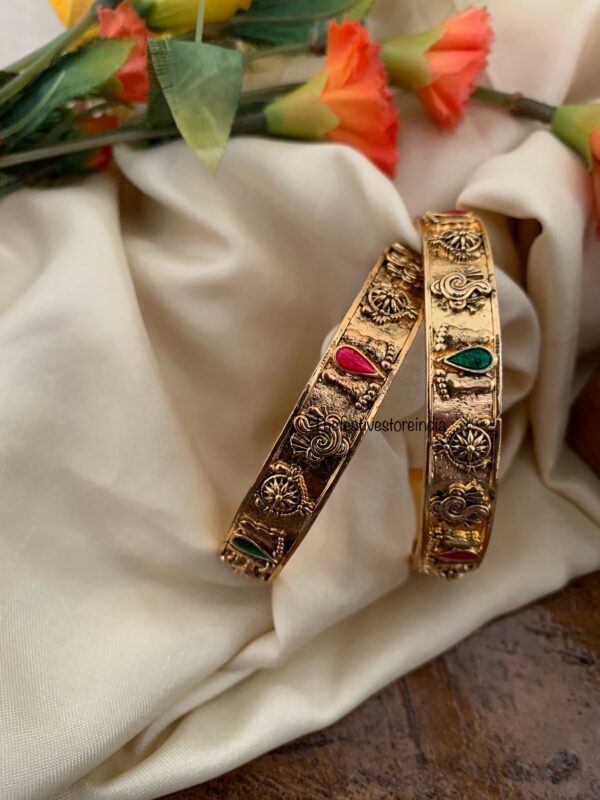 Gold look alike Shanku Chakra bangles - Set of 2