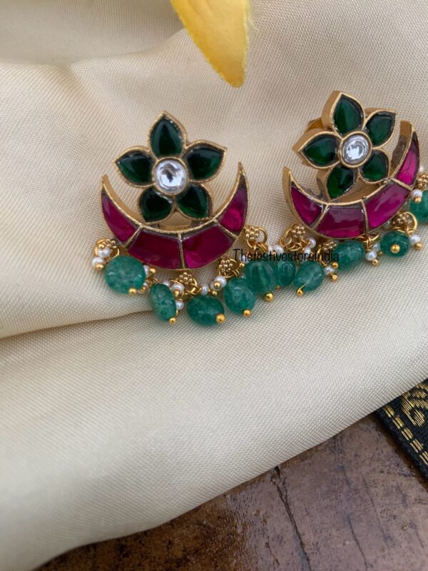 Kemp Jadau green drops earrings