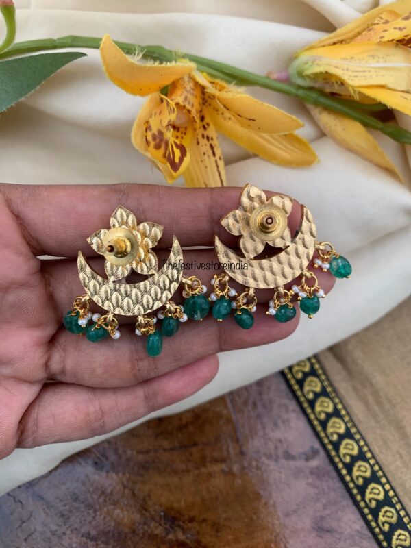 Kemp Jadau green drops earrings