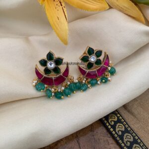 Kemp Jadau green drops earrings
