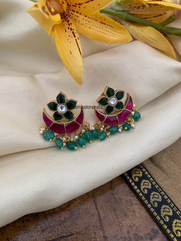 Kemp Jadau green drops earrings