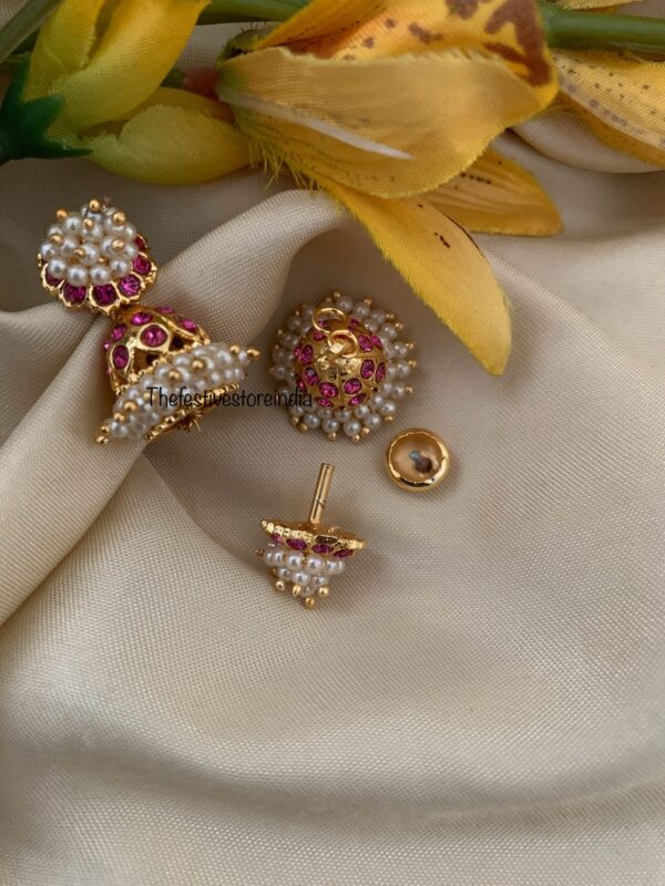 Cluster pearl micro gold 2 in 1 jhumka