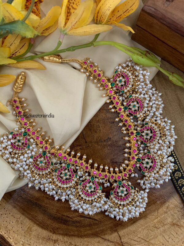 ROYAL Jadau midlength rice pearls chain