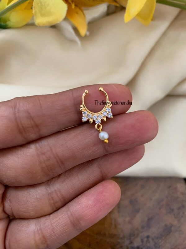 Muhurtham Septum ring pearl drop