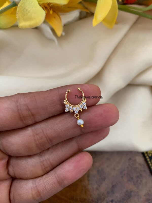 Muhurtham Septum ring pearl drop