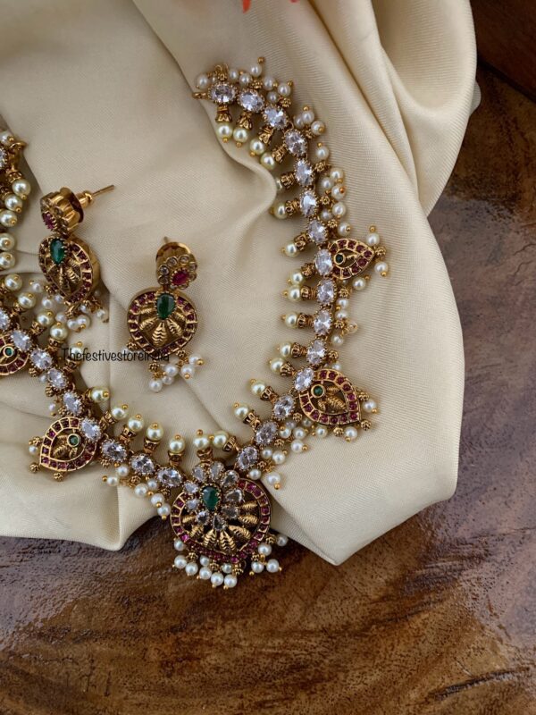 Premium polish guttapusalu moissanite necklace set