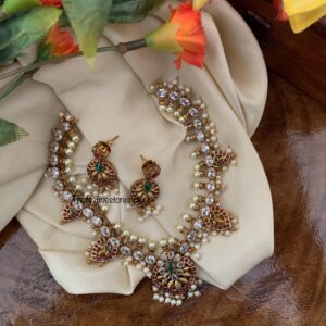 Premium polish guttapusalu moissanite necklace set