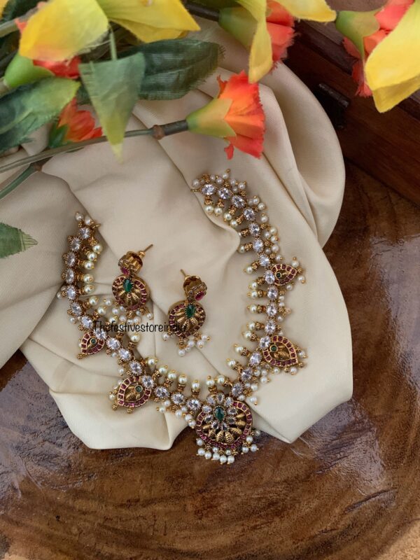 Premium polish guttapusalu moissanite necklace set
