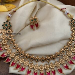 Budgeted 2 layer Enamel Rubyrose Matte necklace set