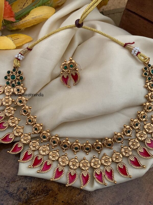 Budgeted 2 layer Enamel Rubyrose Matte necklace set