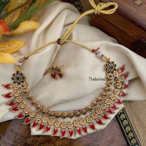 Budgeted 2 layer Enamel Rubyrose Matte necklace set