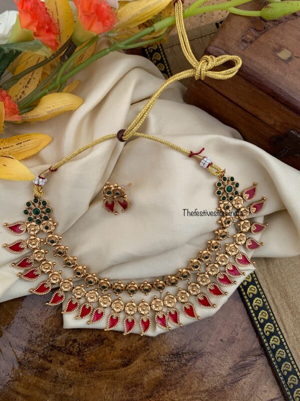 Budgeted 2 layer Enamel Rubyrose Matte necklace set