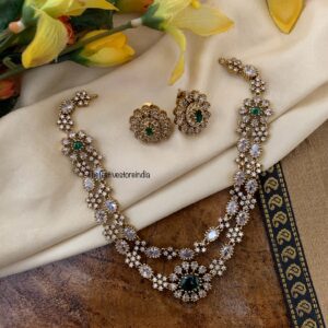 Budgeted 2 layer Victorian necklace set - Green stone