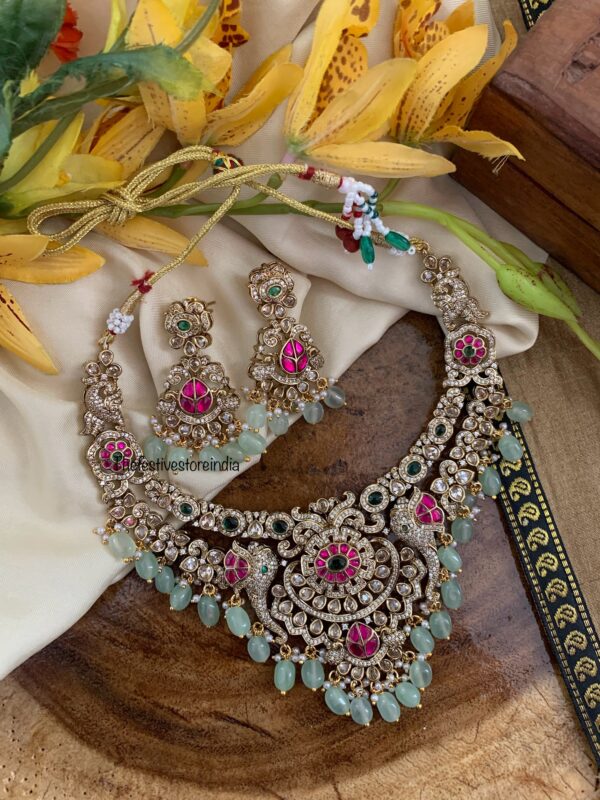 Grand Bridal mint drops Victorian necklace set