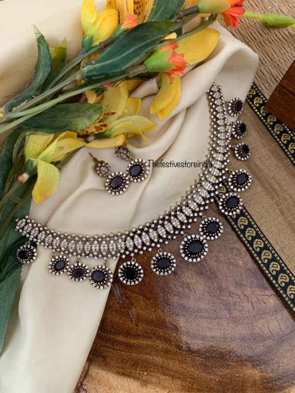 Victorian Purple droplets necklace set | Bridal