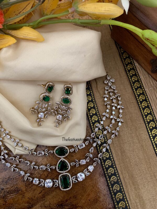 Victorian polish CZ stone 3 layer set |Bridal | Necklace | Wedding