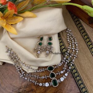 Victorian polish CZ stone 3 layer set |Bridal | Necklace | Wedding