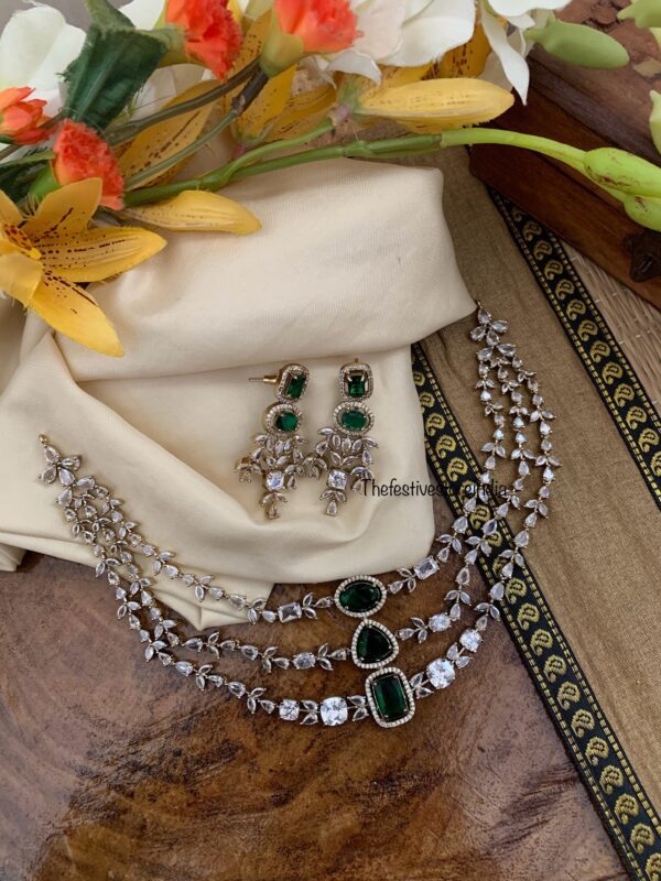 Victorian polish CZ stone 3 layer set |Bridal | Necklace | Wedding