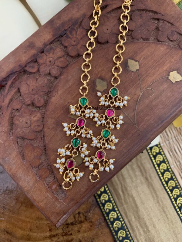 Jadau multi colour straight ear chain | Maati