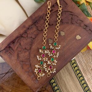 Jadau multi colour straight ear chain | Maati