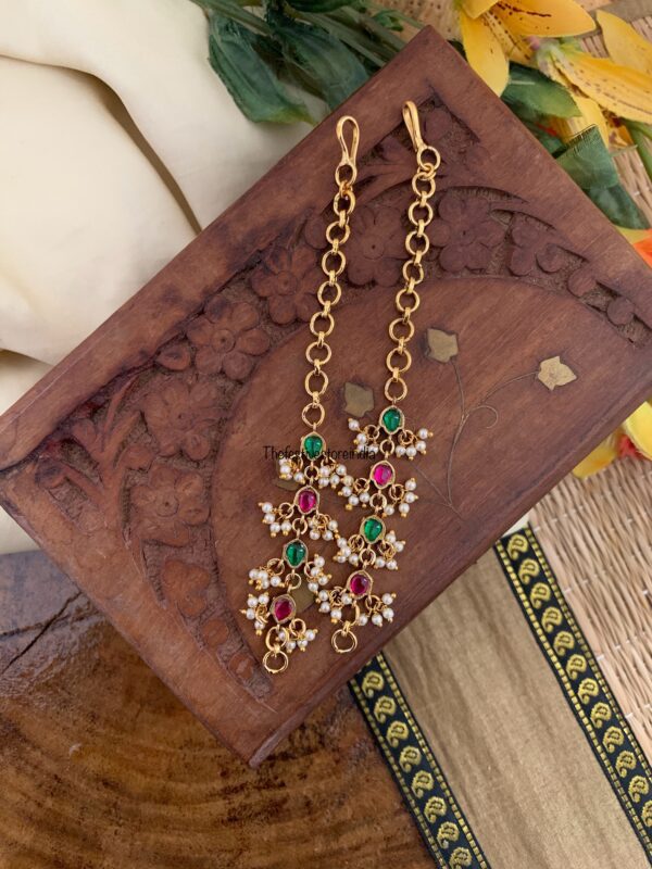 Jadau multi colour straight ear chain | Maati