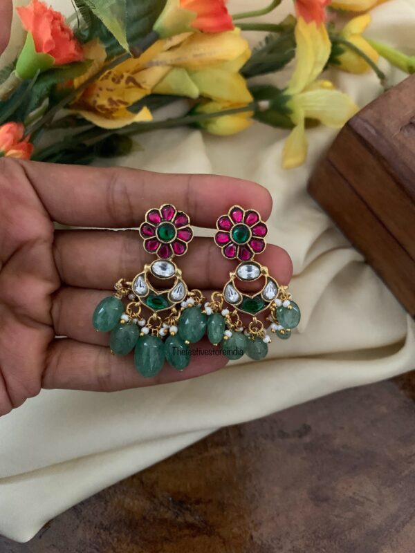 Jadau chandbali screw back earrings